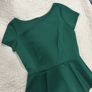 Bisou Bisou Green Peplum Blouse